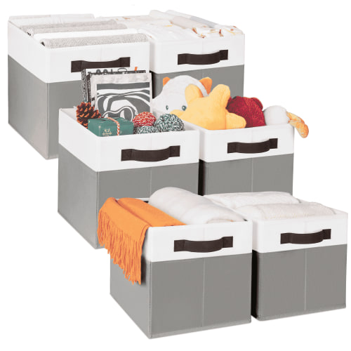 Criusia 6 Pack Drawer Organizer Storage, Storage Bins, Versatile Closet and Shelf Organizers for Clothes, Toys and Home Essentials, Gray