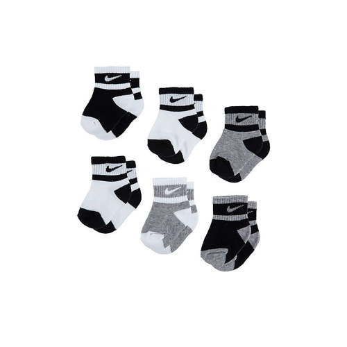 Nike baby-boys Ankle 6 Pairs Socks, Black, White and Grey, 2