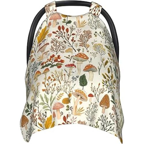 Mushroom Baby Car Seat Canopy Cover Multi Use Nursing Cover for Newborn Mom Nursing Breastfeeding Covers Newborn Shower Gifts(White)