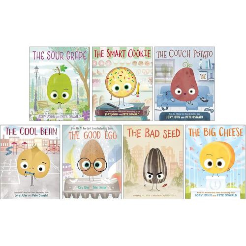The Food Group Series 7 Books Collection Set By Jory John(The Bad Seed, The Good Egg, The Cool Bean, The Couch Potato, The Smart Cookie, The Sour Grape & The Big Cheese)