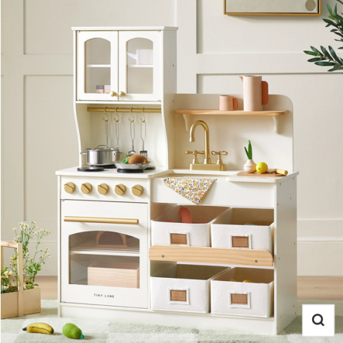 Tiny Land® Wooden Play Kitchen with Storage for Creative Toddlers