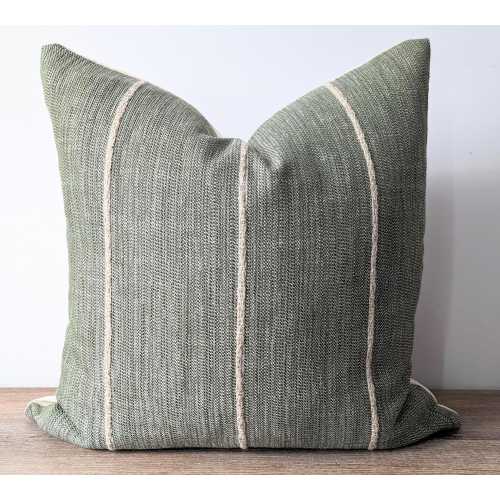 Designer Forest Green Striped Pillow Cover , Green Beige Basketwave Woven Pillow, Casual Pillow, Forest Green throw , Pillow  Modern,*LOIS