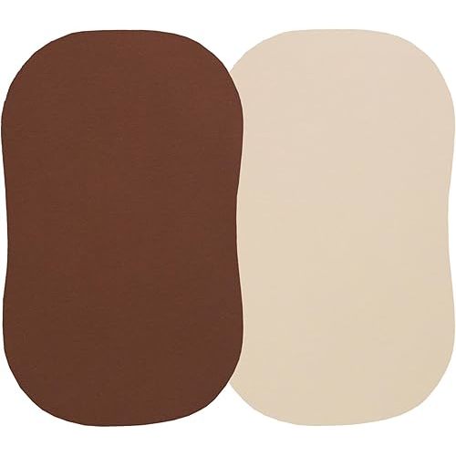 Onacosht 100% Organic Cotton Bassinet Sheets Compatiable with All Halo Bassinest, 2 Pack, Soft Breathable Jersey Knit Fitted Sheet for Baby Boy and Girl, Pale Yellow and Brown