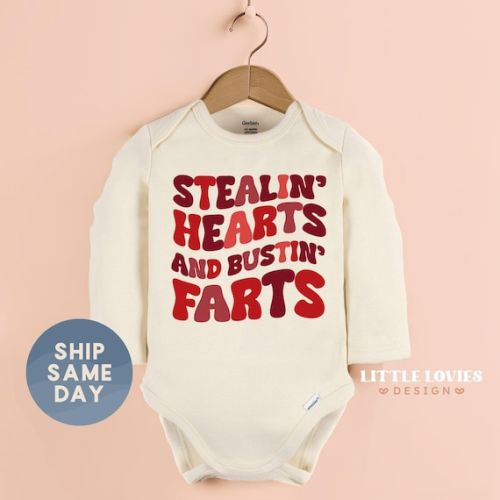Stealin Hearts and Bustin Farts Onesie®, Funny Valentine Gift for Baby, Newborn Valentine Clothing, First Valentine Outfit, (CA-VAL83) - Etsy