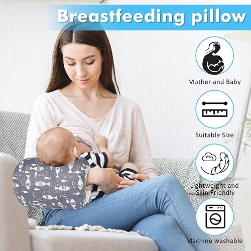 TEUOPIOE Baby Nursing Arm Pillow for Breastfeeding(Grey Fish)