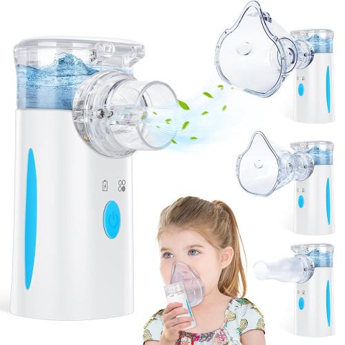 Portbale Nebulizer, Nebulizer Machine for Adults and Kids, Ultrasonic Mesh Nebulizer of Cool Mist with Self-Cleaning Function for Breathing Problems, Used at Home, Office, Travel