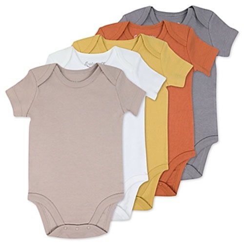 Mac & Moon Size 6M 5-Pack Puppy Colors Organic Cotton Bodysuit