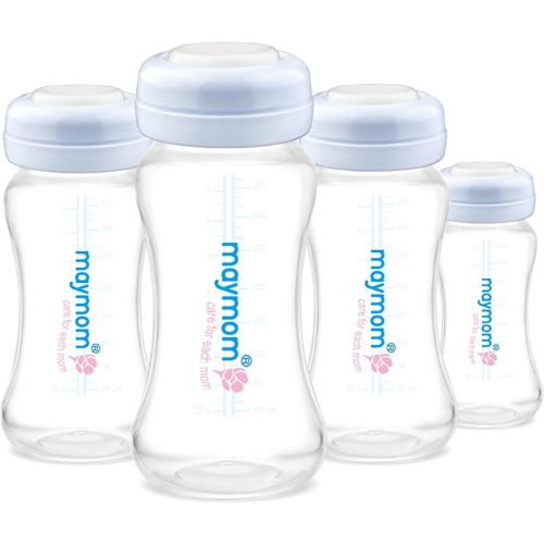 Maymom Wide Neck Breastmilk Collection and Storage Bottle 9oz; Remarkable SureSeal Disc. Compatible with Spectra S2, Spectra S1 Spectra 9+ and Avent Breast Pumps