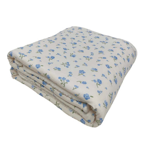 Blue Blooms Fuzzy Bamboo Blanket