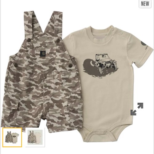Boys' 2-Piece Short Sleeve Bodysuit & Camo Cargo Pocket Shortall Set (Baby) | T-Shirts Under $35 | Carhartt