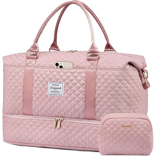 LOVEVOOK Travel Duffle Bag,Weekender Bags for Women with Shoe Compartment，Carry on Overnight Bag with Toiletry Bag,Gym Duffel Bag with Wet Pocket, Hospital Bags for Labor and Delivery