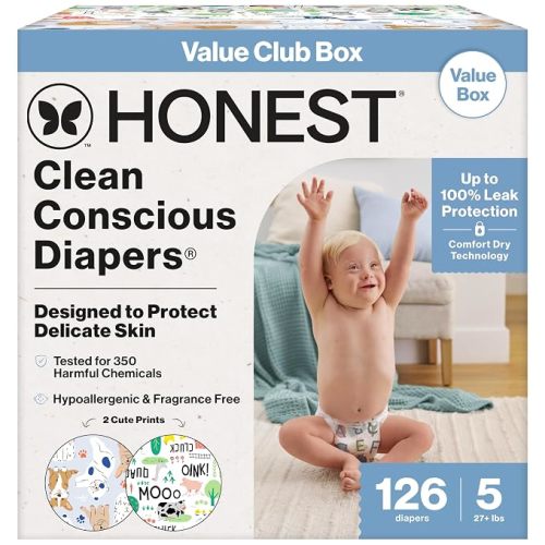 The Honest Company Diapers, Value Pack, Leak Protection, Size 5, 126 Count