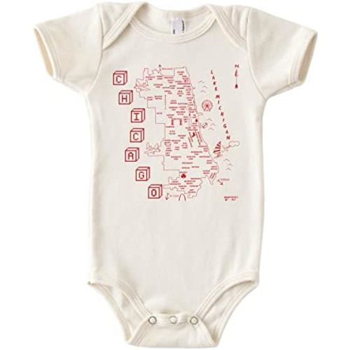 MAPTOTE Map One Piece-Unisex Baby Organic Cotton Short Sleeve Bodysuits-Various Sizes 3-18 Months-City Specific-Made in USA