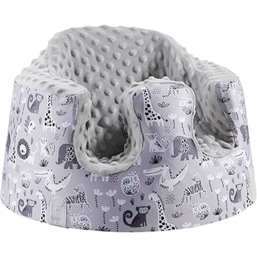 BOMOLOUR Seat Cover Compatible with Bumbo and Nuby Seat, Removable Breathable Baby Floor Seat Cover for Boys and Girls, Seat Not Included (Grey Animal)