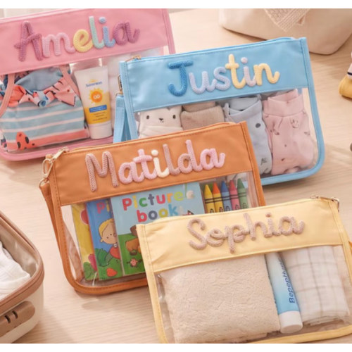 Personalized Diaper Bag,Baby Organizer Pouch ,Monogrammed Diaper Organizer,Custom Name Clear Pouch,Newborn Travel Bag, Baby Shower Gift