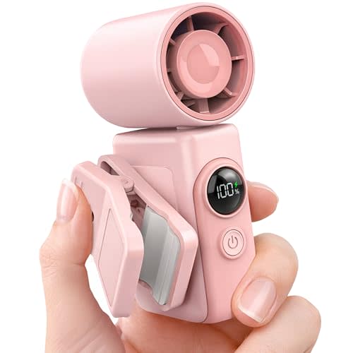Hotsales Clip-On Portable Fan, 13500 RPM High-Speed Rechargeable Handheld Mini Fan, LED Display, 360° Rotating Detachable Clip, Stroller Fan for Baby, Travel Essentials, Summer Gifts for Women and Men