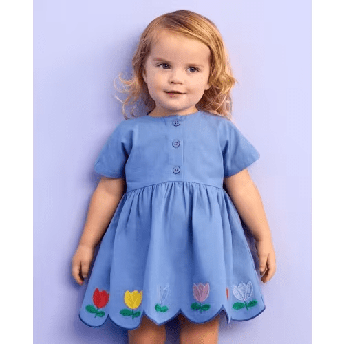Baby Dolman Sleeve Linen Dress & Bloomers Set