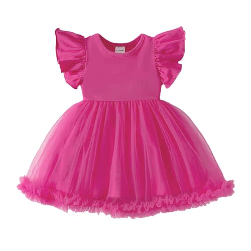 TENTIDE Baby Girl Butterfly Dress Tutu Ruffle Sleeveless Dresses Photograph Party Outfits Birthday Gift