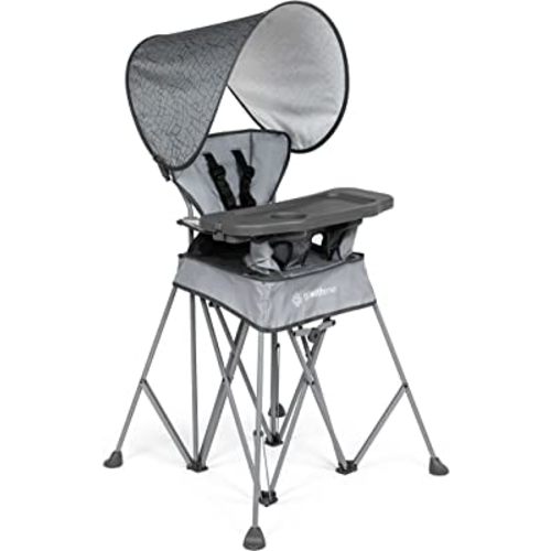 Baby Delight Go with Me Uplift Deluxe Portable High Chair | Travel High Chair | Sun Canopy | Indoor and Outdoor | Elephant Grey