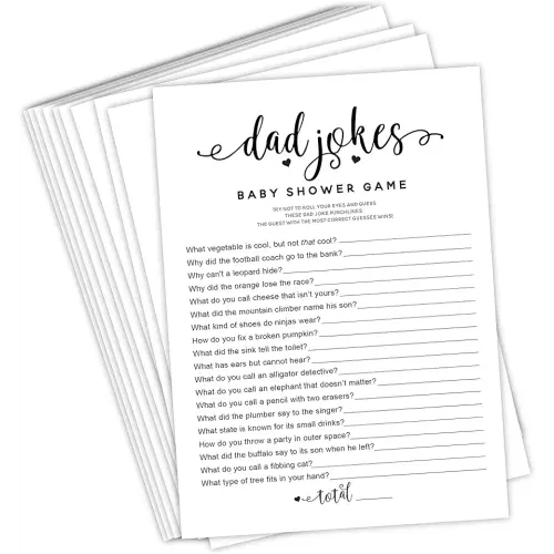 50 Pack Baby Shower Games, Fun Dad Joke Game, Great for Baby Shower, Baby Sprinkle, or any Party!