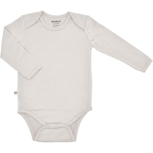 Woolino 100% Superfine Merino Wool Baby Bodysuit - Long Sleeve Bodysuit for Boy and Girl - Tagless Neck Bodysuit for Unisex