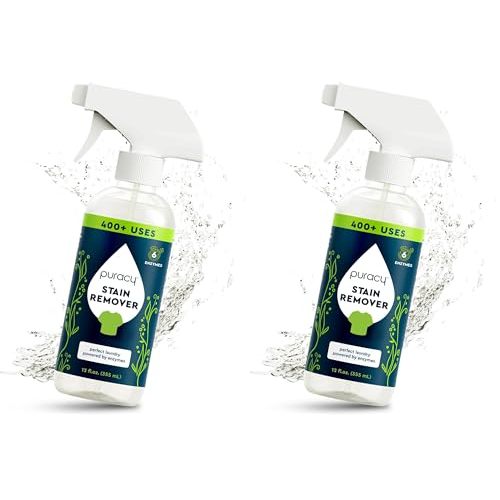 Puracy Stain Remover, Travel and Laundry Stain Cleaner for Clothes, Baby Essentials, Kids Stains, Oil and Fabric Spot Cleaner (Stain Remover Spray, 12 fl oz) (Pack of 2)