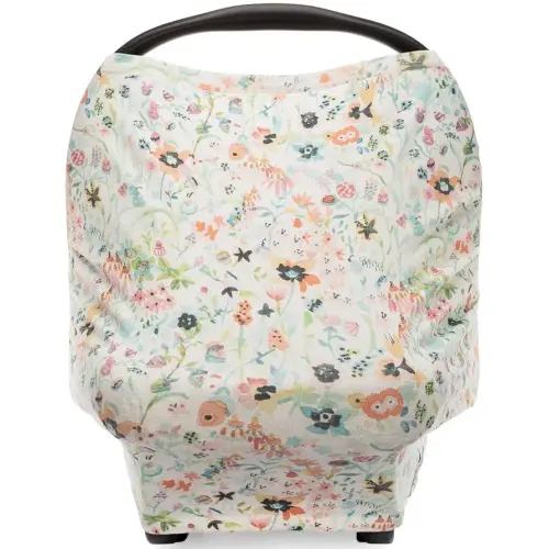 Parker Baby 4 in 1 Car Seat Cover for Girls - Stretchy Carseat Canopy, Nursing Cover, Grocery Cart Cover, High Chair Cover - Bloom