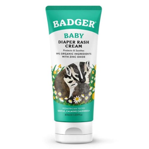 Badger Baby Diaper Rash Cream, Zinc Oxide, 2.9 fl oz (2-Pack) | Natural Skin Barrier Cream, Organic Sunflower Oil & Beeswax, for Babies, Zinc Oxide Diaper Cream, Natural baby skin barrier