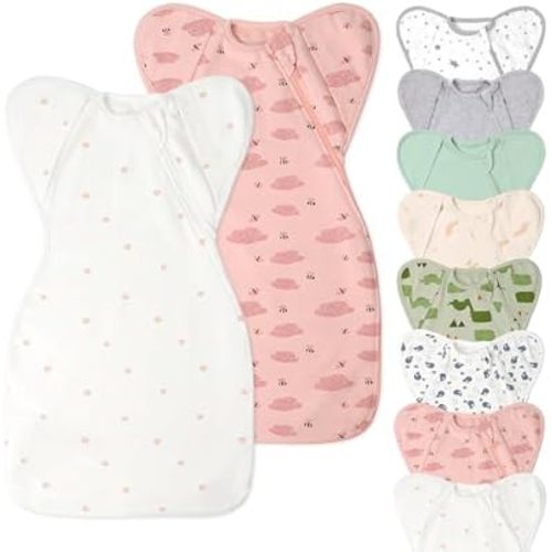 Organic Cotton Baby Sleep Sacks Swaddles 3-6 Months Newborn Girls 2 Packs