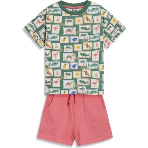 Tropical Postcard Print T-Shirt & Shorts Set, 0-3M