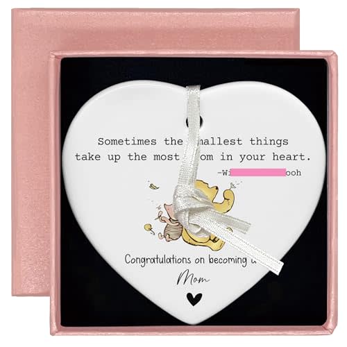 Winnie The Pooh New Mom Gift - Baby Reveal Idea, Heart Shaped Ornament
