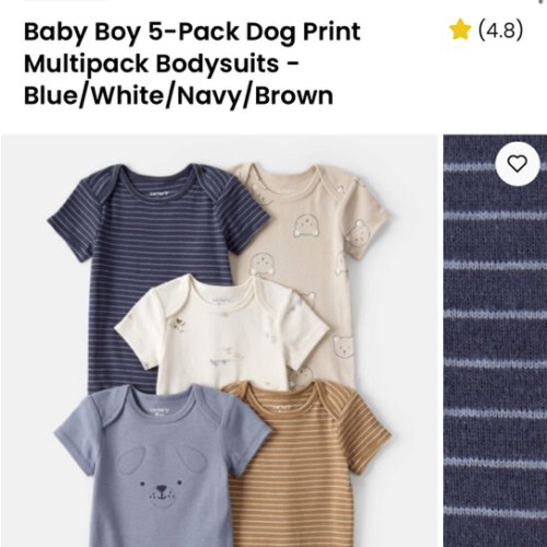 Baby Boy 5-Pack Dog Print Multipack Bodysuits - Blue/White/Navy/Brown | Carter's