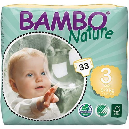 Bambo Nature Eco Friendly Baby Diapers Classic for Sensitive Skin, Size 3 (11-20 Lbs), 33 Count - Size 3 (33 Count)