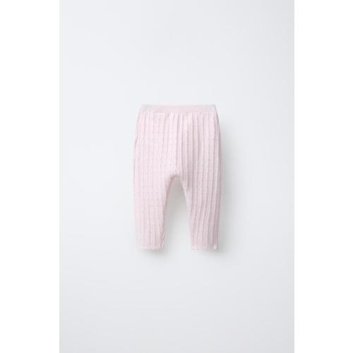 OPENWORK KNIT LEGGINGS - Pale pink | ZARA United States