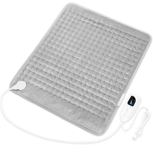 Deepsoon Heating Pad,Electric Heating Pads for Back,Neck,Abdomen,Moist Heating Pad for Shoulder,Knee,Arms,Legs,Dry/Moist Heat & Auto Shut Off,Christmas Gifts for Men and Women,Light Gray,24x20 Inch