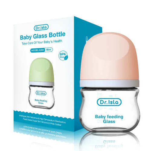 MotherBabyIcon MAMIJOY Anti-Choke Baby Bottle Newborn Glass Bottles 90/160ML Anti-flatulence Milk Feeding Bottles Infant BPA Free 0-3 Month - Pink-90ML