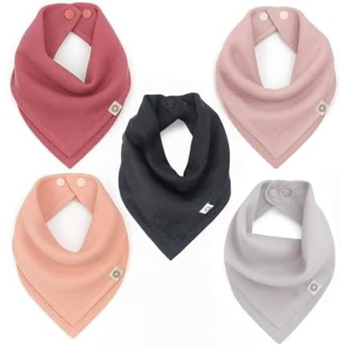 Indi Organic Baby Bandana Bibs – Fairtrade 4-Way Reversible Drool Bibs 5PK