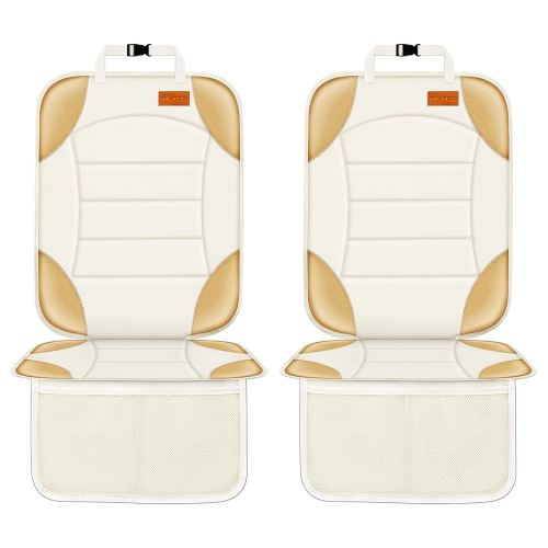 Siivton Car Seat Protector for Child, Cushion for Leather & Fabric Seats, 2 Mesh Pockets, Non-Slip Bottom, Waterproof for Vehicles - Baby & Pets (2 Pack)