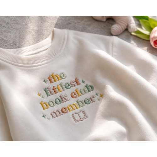 The Littlest Book Club Member Embroidered Baby Romper | Book Lover Infant Bodysuit, Little Reader Newborn, New Baby Gift, Baby Shower Gift