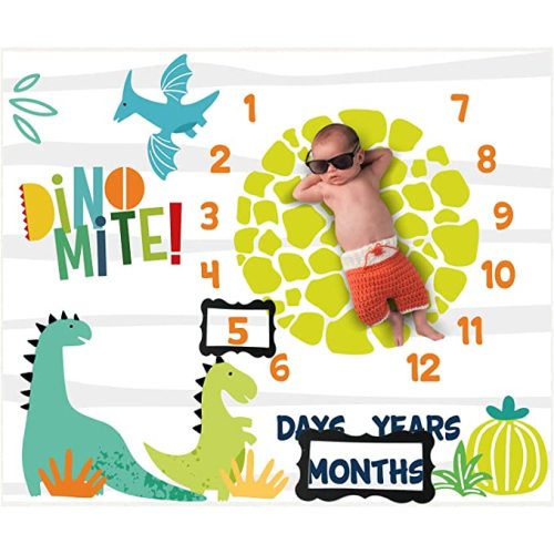 Dinosaur Baby Stuff Month Milestone Blanket for Newborn Photo Taken - Baby Age Blanket