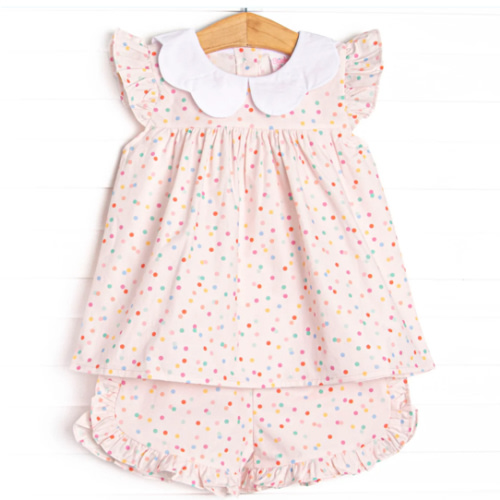 Ditsy Dots Collared Short Set, Pink – Stitchy Fish