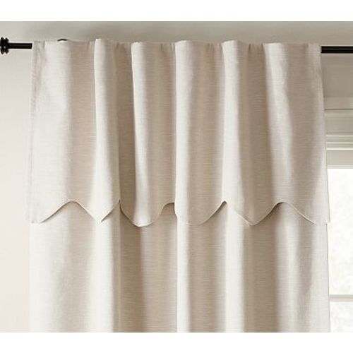 Custom Evelyn Scallop Valance Blackout Curtain, 44x108, Flax