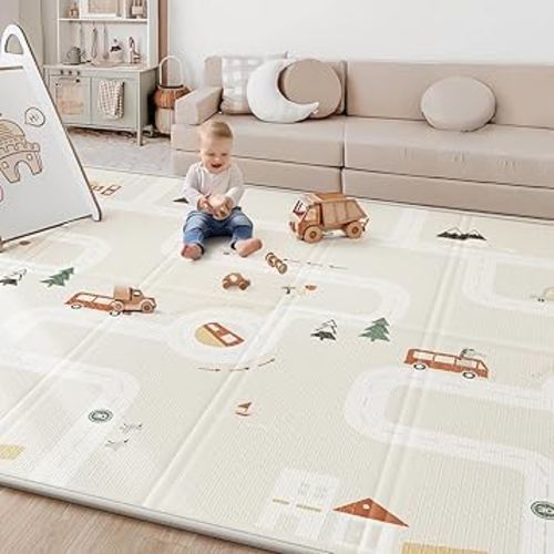 Baby Play Mat, 0.6" Foam Thicker Baby Playmats, Large Foldable 78"x70" Play Mat for Babies, Waterproof & Reversible Baby Mat for Floor, Crawling Baby Mat for Indoor&Outdoor&Travel(70*78*0.6)