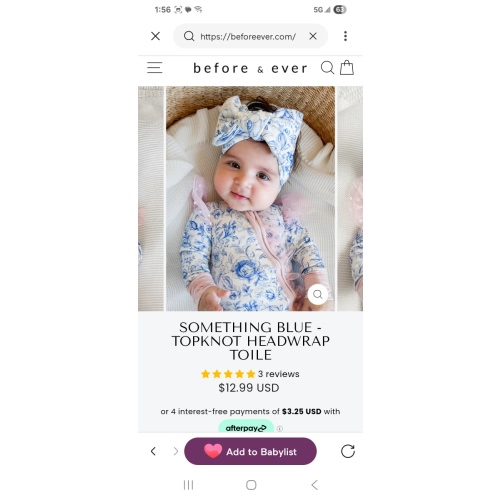 Baby Headwrap - Toile Floral Topknot - White / Blue – Before & Ever