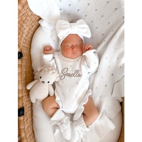Personalized Baby Romper – Custom Embroidered Newborn Gift | Soft Cotton Knit