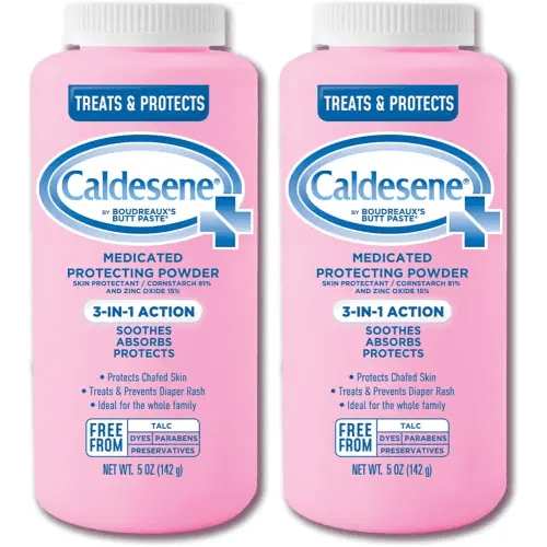 Caldesene Medicated Protecting Body Powder with Zinc Oxide and Cornstarch, Talc-Free Baby Powder Soothes & Protects, 5 Oz. (Pack of 2)