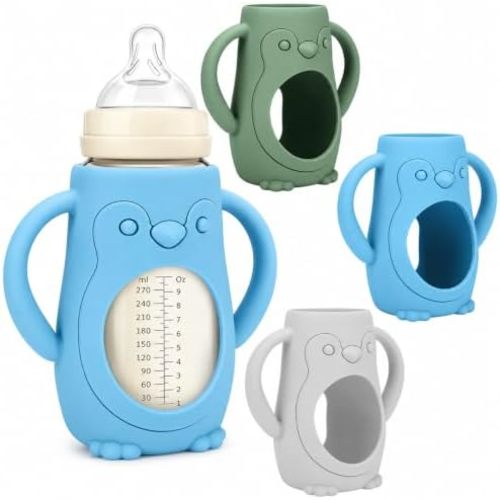 3 Pack Silicone Sleeves for MAM Glass Baby Bottles 9oz Light Color