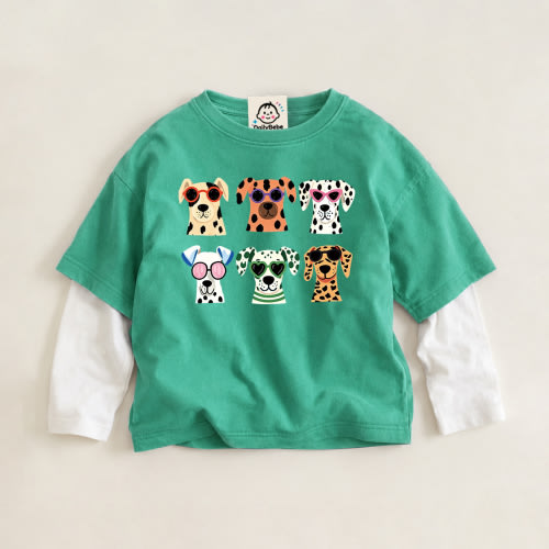 Baby Kids Dogs Faux Two-Piece Tee (6M-12Y)