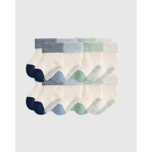 Organic Cotton Gripper Fold Over Socks 8-Pack - Baby
