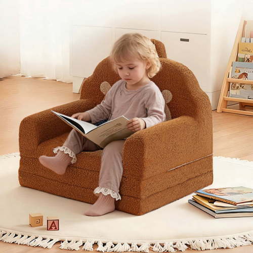 Caveen Kids Sofa, 2 in 1 Toddler Couch Fold Out, Toddler Sofa for Boys and Girls, Bear